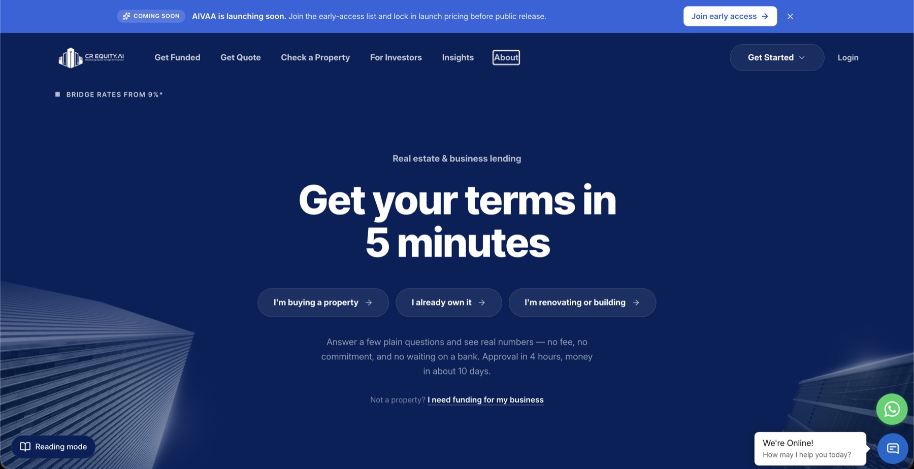 CREquity lending platform interface